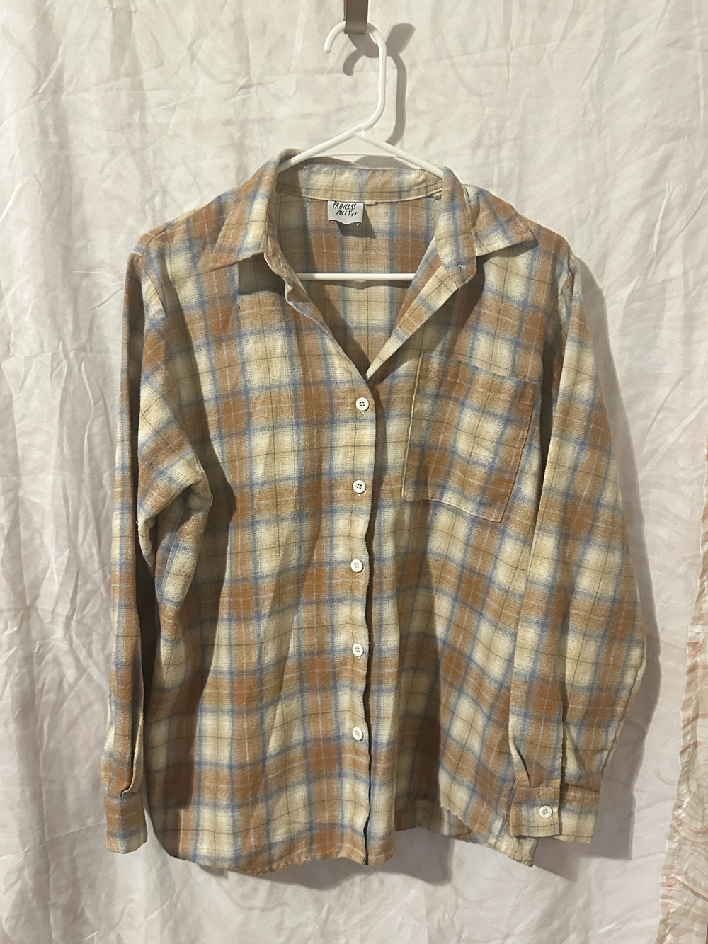 Princess Polly Orange & Blue Plaid Button-Down Shirt